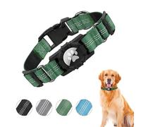 Ledeak Airtag Dog Collar, Nylon Dog Collar for AirTag Tracker, Reflective Dog Collar with Airtag Holder, Adjustable Puppy Collars, Anti-Lost Dog Collar for Small Medium Large Dogs (Green, S)