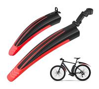 Ledeak Bike Mudguard Set, Portable Adjustable Road Mountain Bike Bicycle Cycling Tires Front and Rear Mud Guard Fenders for MTB Mountain Road Bike(Red)