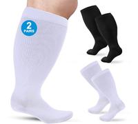 Ledeak Diabetic Socks 2 Pairs Extra Wide Bariatric Socks Non-Binding Neuropathy Socks Circulatory Socks for Men Women Edema Swollen Feet Legs
