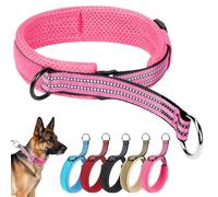 Ledeak Escape proof No Pull Dog Slip Collar, Reflective Martingale Dog Collar, Adjustable Nylon Anti Pull Pet Collars, Soft Padded for Walking Training, Wide P-Collar for Medium Large Dogs (Pink, XL)