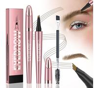 Ledeak Eyebrow Pencil, 3D Waterproof Microblading Eyebrow Pen with 4 Fork Tip, Magic Smudgeproof Eye Brow Pencil, Long-Lasting Liquid Brow Pencil for Natural Looking Defined Eyebrows (Light Coffee)