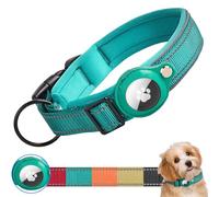 Ledeak Padded Dog Collar for AirTag, Reflective Waterproof Dog Collar Holder with Protective Case for Apple Airtag Dog Tracker, Durable Anti-lost Dog Collars for Small Medium Large Dogs (Cyan, S)