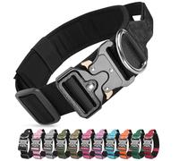 Ledeak Tactical Dog Collar, Military Nylon Adjustable Training Dog Collar with Heavy Duty Metal Buckle, Comfortable Pet Collars with Handle and Soft Padded for Medium Large Dogs (Black, M)