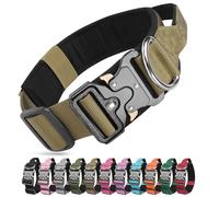 Ledeak Tactical Dog Collar, Military Nylon Adjustable Training Dog Collar with Heavy Duty Metal Buckle, Comfortable Pet Collars with Handle and Soft Padded for Medium Large Dogs (Khaki, XL)