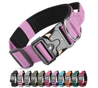 Ledeak Tactical Dog Collar, Military Nylon Adjustable Training Dog Collar with Heavy Duty Metal Buckle, Comfortable Pet Collars with Handle and Soft Padded for Medium Large Dogs (Purple, L)