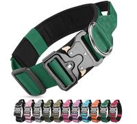 Ledeak Tactical Dog Collar, Military Nylon Adjustable Training Dog Collar with Heavy Duty Metal Buckle, Comfortable Pet Collars with Handle and Soft Padded for Medium Large Dogs (Dark Green, XL)