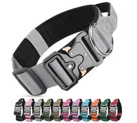 Ledeak Tactical Dog Collar, Military Nylon Adjustable Training Dog Collar with Heavy Duty Metal Buckle, Comfortable Pet Collars with Handle and Soft Padded for Medium Large Dogs (Grey, L)