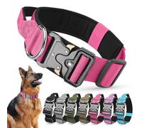 Ledeak Tactical Dog Collar, Padded Adjustable Polypropylene Soft Dog Collars, Heavy Duty Breathable Strong Training Dog Collar with Handle and Heavy Duty Metal Buckle (Rose Red, M)