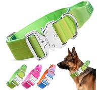 Ledeak Tactical Dog Collar with Control Handle, Heavy Duty Wide Dog Collar, Nylon Strong Training Pet Collars, Soft Adjustable for Boy Girl Female Male Collars(Light Green Dark Green Blue Gradient, L)