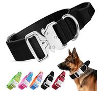 Ledeak Tactical Dog Collar with Control Handle, Heavy Duty Wide Thick Dog Collar with Heavy Duty Metal Buckle, Nylon Adjustable Strong Training Pet Collars for Medium Large Girl or Boy Dogs(Black, XL)