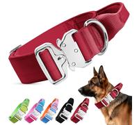 Ledeak Tactical Dog Collar with Control Handle, Heavy Duty Wide Thick Dog Collar with Heavy Duty Metal Buckle, Nylon Adjustable Strong Training Pet Collars for Medium Large Girl or Boy Dogs (Red, XL)