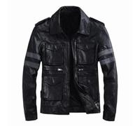 Leder Fashions Men's Black Resident RE6 Evil Leon S Kennedy Leather Jacket | Men's Motorcycle Leather Jacket Genuine, Black, XS