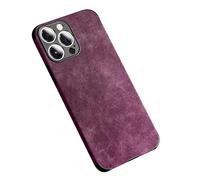 Leder Hülle für iPhone 16 Pro Max/16 Pro/16 Plus/16, Vintage Stoßfest Handyhüllen mit Kameraschutz Anti-Fingerabdruck Hülle,Lila,16 Plus Purple