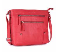 LEDERBUCK Mia Soft Real Leather Womens Crossbody Handbags and Purses-Triple Zip Premium Sling Crossover Shoulder Bag, Neon Red, Crossbody Bag