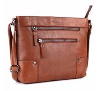 LEDERBUCK Mia Soft Real Leather Womens Crossbody Handbags and Purses-Triple Zip Premium Sling Crossover Shoulder Bag, Burnt Cognac