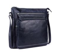 LEDERBUCK Olga Women's Extra-Large Genuine Leather Crossbody Purse - Soft Triple-Zip Shoulder Bag, Navy, XL