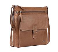 LEDERBUCK Shirley Large Soft Real Leather Womens Crossbody Handbags and Purses-Triple Zip Sling Crossover Shoulder Bag, Nougat