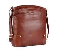 Lederbuck Terry Large Soft Real Leather Crossbody handbag-Triple Zip Premium Sling Crossover Shoulder Bag for Women, Cognac