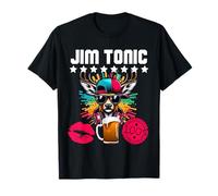 Lederhose Hirsch Bier Oktoberfest Sauf-Spruch Name Jim Tonic T-Shirt