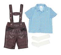 Lederhosen Men Kids French Fancy Dress Toddler Oktoberfest Outfit 3Pcs Plaid Shirt Lederhosen & Socks Boys Victorian Costume For Beer Festival Halloween Dress Up Party Fancy Dresses Stag Do Carnival
