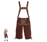 Lederhosen Men Oktoberfest Costume Authentic Bavarian Men's October Festival Costumes Embroidered Leder Suspender with Adjustable Braces Halloween Fancy Dress Carnival Dress Up Coffee