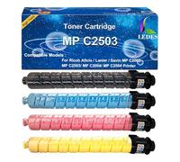 LEDES C2003 C2503 Toner Cartridge Replacement for Ricoh Aficio Lanier Savin MP C2503 C2003 C2504 C2004 Compatible 841918 841921 841920 841919, 1,5000 High Yield Toner Cartridge (BK, C, M, Y)