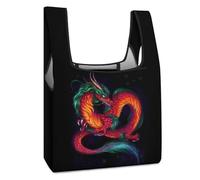 LEDFCVSU Foldable Shopping Bag, Chinese Dragon Reusable Grocery Bag, Washable Tote Bag for Daily Use Travel Bags