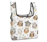 LEDFCVSU Foldable Shopping Bag, Owl Pattern Reusable Grocery Bag, Washable Tote Bag for Daily Use Travel Bags