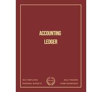 Ledger: Accounting Book for Self Employed, Personal Budgeting & Small Business Bookkeeping - 108 Pages - Scarlet Red