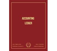 Ledger: Accounting Book for Self Employed, Personal Budgeting & Small Business Bookkeeping - 108 Pages - Scarlet Red - For Bookkeepers