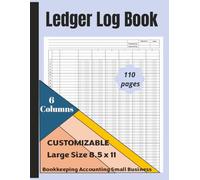 Ledger Log Book 6 Columns: Large Lilac Simple Six Column for Bookkeeping and Accounting | Financial Records for Small Business and Personal Finance: Account Journal