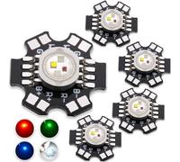 LEDGUHON 5Pcs 12W High Power Led Chip RGBW Multicolor 8 pins Super Bright Intensity Light with Aluminum Plate 20mm Star PCB Base Heat Sink for DIY Lighting (700mA,Red2.0-2.4V,Green/Blue/White3.0-3.4V)