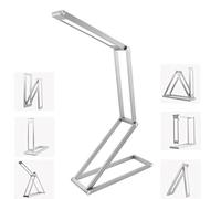 LEDHOLYT Foldable LED Desk Light, Slim Portable Rechargeable USB Table Light, Eye-Caring Aluminium Alloy Table Lamps,for Home, Reading, Studying, Work, Travel.(Silver)