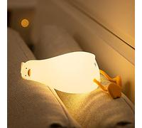 LEDHOLYT Lie Flat Duckling Night Light, LED Soft Light Duckling Light, Cute Duckling Companion Sleeping Light, Silicone Dimmable Nursery Night Light, Nursing Rechargeable Bedside Touch Light