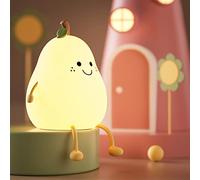LEDHOLYT Night Light for Kids, Cute Silicone Nursery Pear Lamp for Baby and Toddler,Fruit NightLight for Boys and Girls,Squishy Night Lamp for Bedroom,Kawaii Bedside Lamp for Kids Room (Pear)