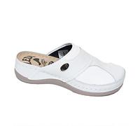 Ledi Anatomic 429-N1 Leather Slip-on Womens Ladies Comfort Mule Clogs Slides Slippers Shoes, White, EU 40, UK 6.5