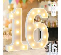 Ledido 12.6 Inch Large Light Up Number 16 for 16th Birthday Decoration