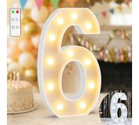 Ledido 12.6 Inch Large Light Up Number 6 for 6th Birthday Decoration