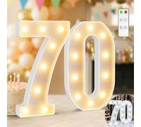 Ledido 12.6 Inch Large Light Up Number 70 for 70th Birthday Decoration