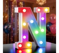 Ledido 35 Color Changing Light up Letter - LED Light Up Marquee Letters Sign for Birthday Decoration Gifts, LED Letter Lights for Wedding Anniversary Grad Home Bedroom Party Decor,Letter N