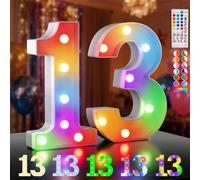 Ledido 35 Color Changing Light up Number - LED Light Up Marquee Numbers Sign for 13th Birthday Decoration Gifts, LED Number Lights for Wedding Anniversary Grad Home Bedroom Party Decor,Number 13