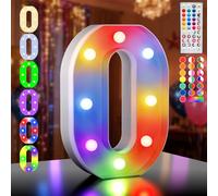 Ledido 35 Color Changing Light up Number - LED Light Up Marquee Numbers Sign for Birthday Decoration Gifts, LED Number Lights for Wedding Anniversary Grad Home Bedroom Party Decor,Number 0