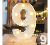 Ledido Cool & Warm LED Light up Number 9 for 9th Birthday Decorations | Light Up Number 9 Sign for Birthday, LED Number Lights for Wedding Anniversary Grad Home Bedroom Table Wall Party Decor