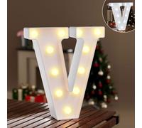 Ledido LED Light Up Marquee Letters Sign - Cool & Warm Light up Letters for Birthday Decorations, LED Letter Lights for Proposal Wedding Grad Bar Home Bedroom Table Wall Party Decor, Letter V