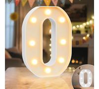 Ledido LED Light Up Marquee Numbers Sign - Cool & Warm Light up Numbers for 0th Birthday Decorations, LED Number Lights for Wedding Anniversary Grad Home Bedroom Table Wall Party Decor, Number 0