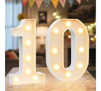 Ledido LED Light Up Marquee Numbers Sign - Cool & Warm Light up Numbers for 10th Birthday Decorations, LED Number Lights for Wedding Anniversary Grad Home Bedroom Table Wall Party Decor, Number 10