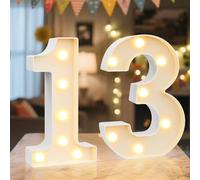 Ledido LED Light Up Marquee Numbers Sign - Cool & Warm Light up Numbers for 13th Birthday Decorations, LED Number Lights for Wedding Anniversary Grad Home Bedroom Table Wall Party Decor, Number 13