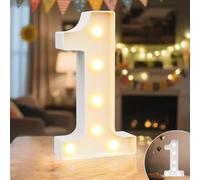 Ledido LED Light Up Marquee Numbers Sign - Cool & Warm Light up Numbers for 1st Birthday Decorations, LED Number Lights for Wedding Anniversary Grad Home Bedroom Table Wall Party Decor, Number 1