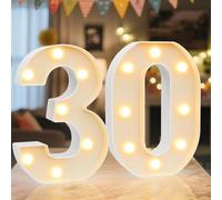 Ledido LED Light Up Marquee Numbers Sign - Cool & Warm Light up Numbers for 30th Birthday Decorations, LED Number Lights for Wedding Anniversary Grad Home Bedroom Table Wall Party Decor, Number 30