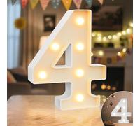 Ledido LED Light Up Marquee Numbers Sign - Cool & Warm Light up Numbers for 4th Birthday Decorations, LED Number Lights for Wedding Anniversary Grad Home Bedroom Table Wall Party Decor, Number 4